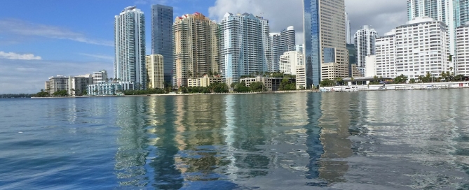 Miami skyline of waterfront condos.