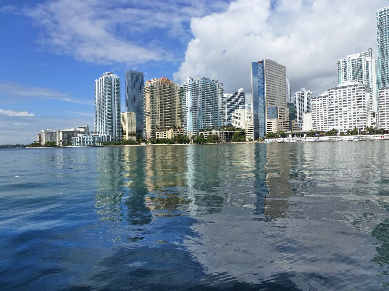 Miami skyline of waterfront condos.